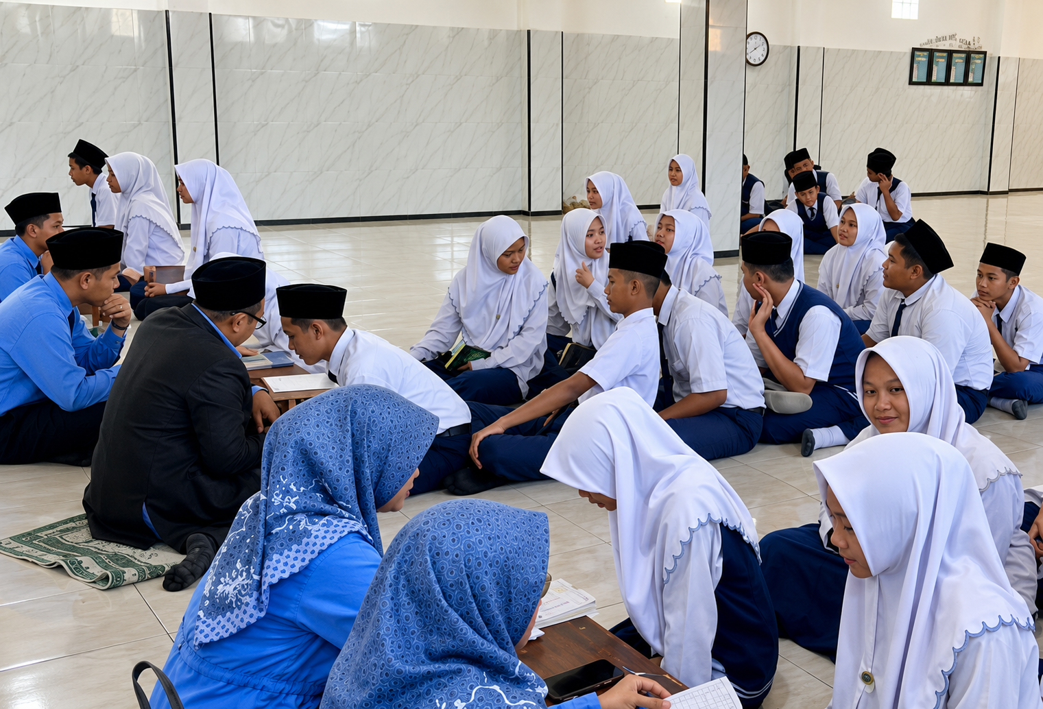 Guru diniyah MTs SAFINDA Surabaya menguji tes kemampuan murid MTs safinda